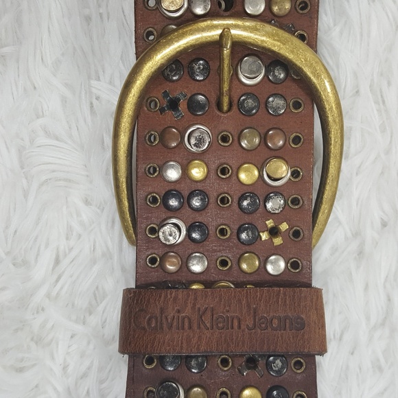 Calvin Klein Jeans Accessories - Calvin Klein Jeans Leather Grommet Studded Belt